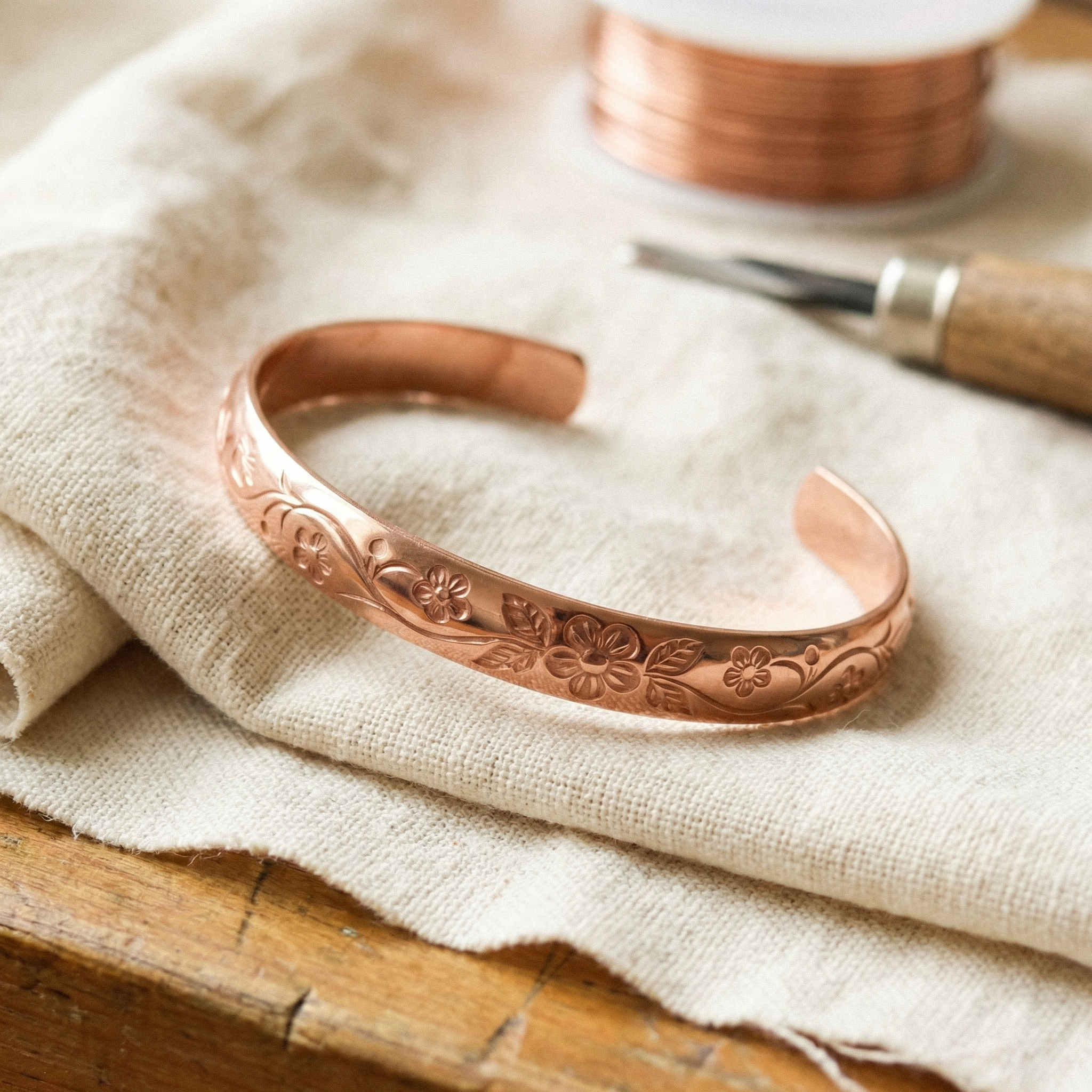 Mary's Bloom Copper Bracelet
