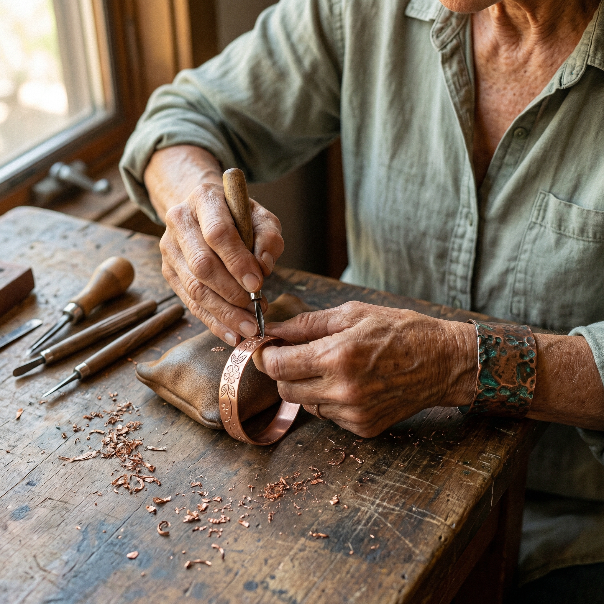 Mary's Bloom Copper Bracelet