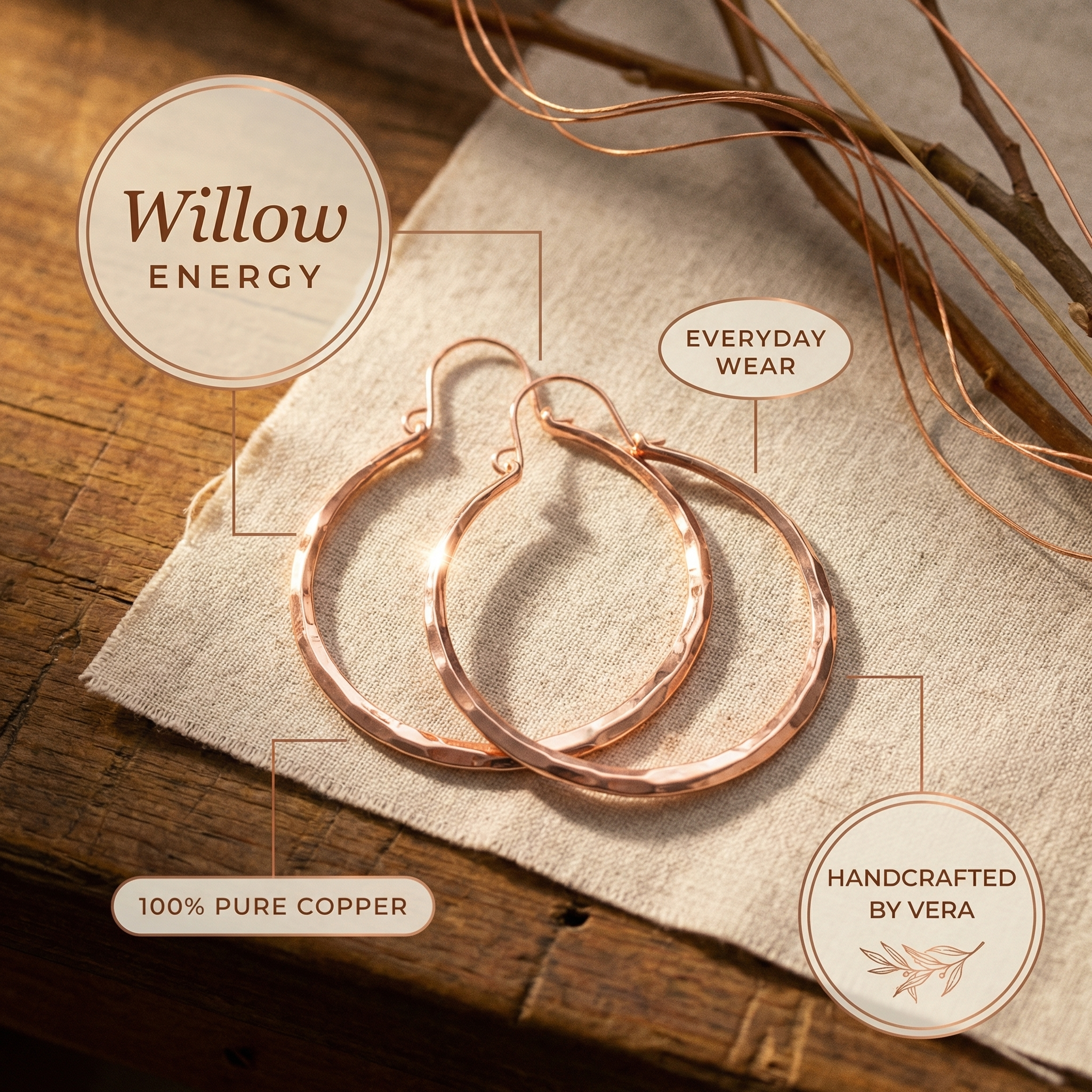 Mary's Willow Copper Earrings