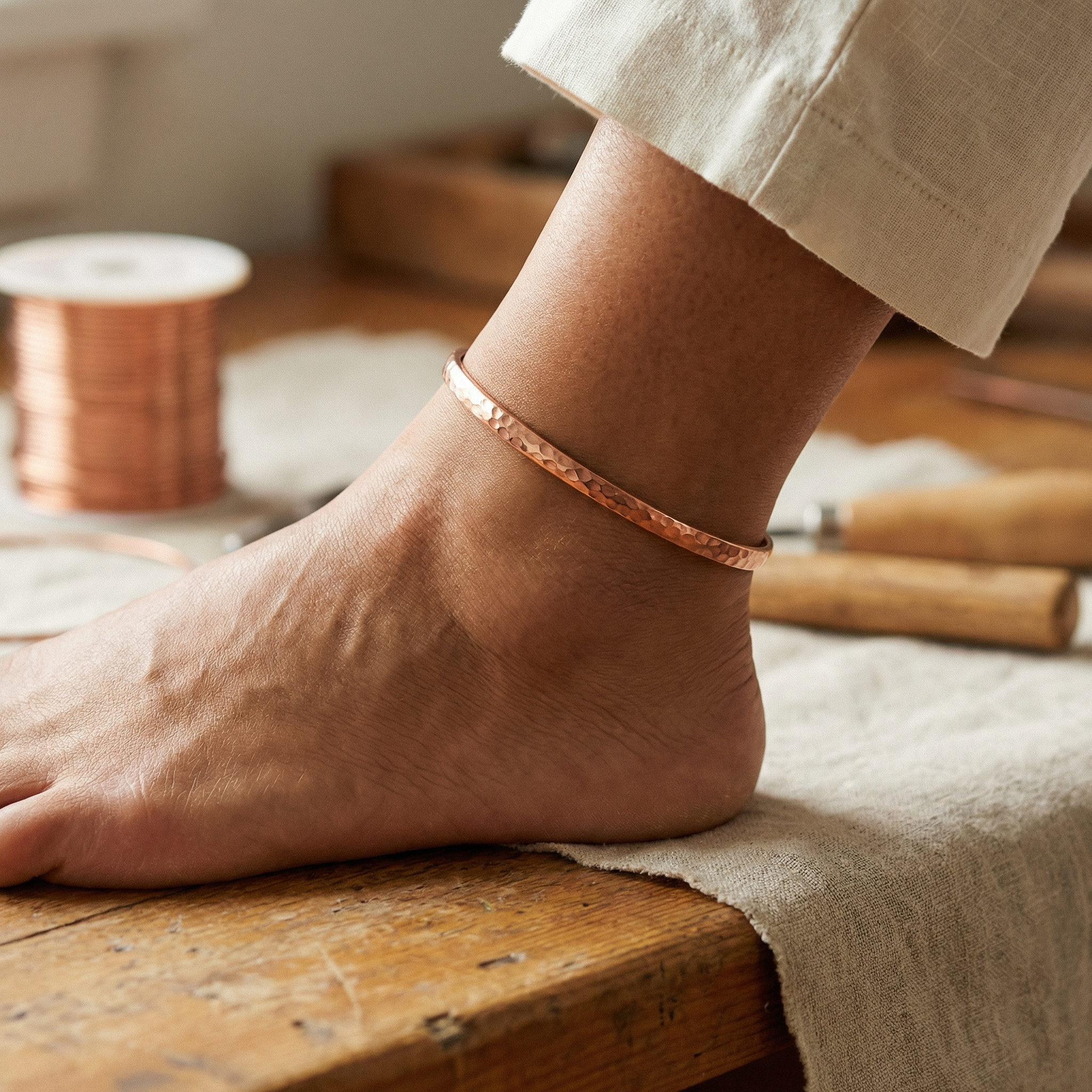 Mary's Sand Copper Anklet