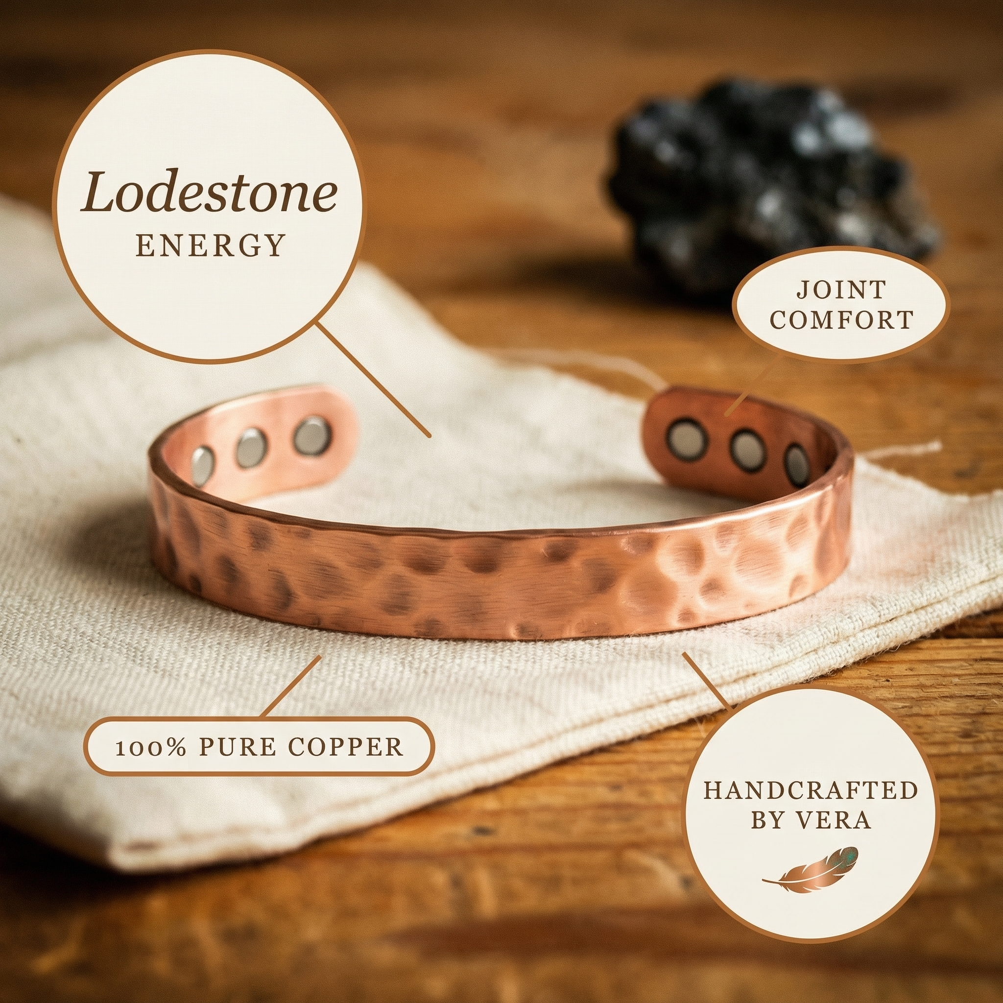 Mary's Lodestone Copper Bracelet