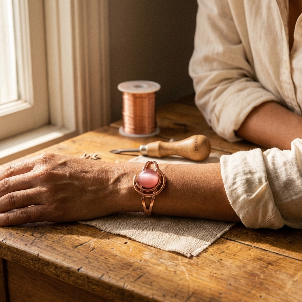 Mary's Sphere Pink Copper Bracelet