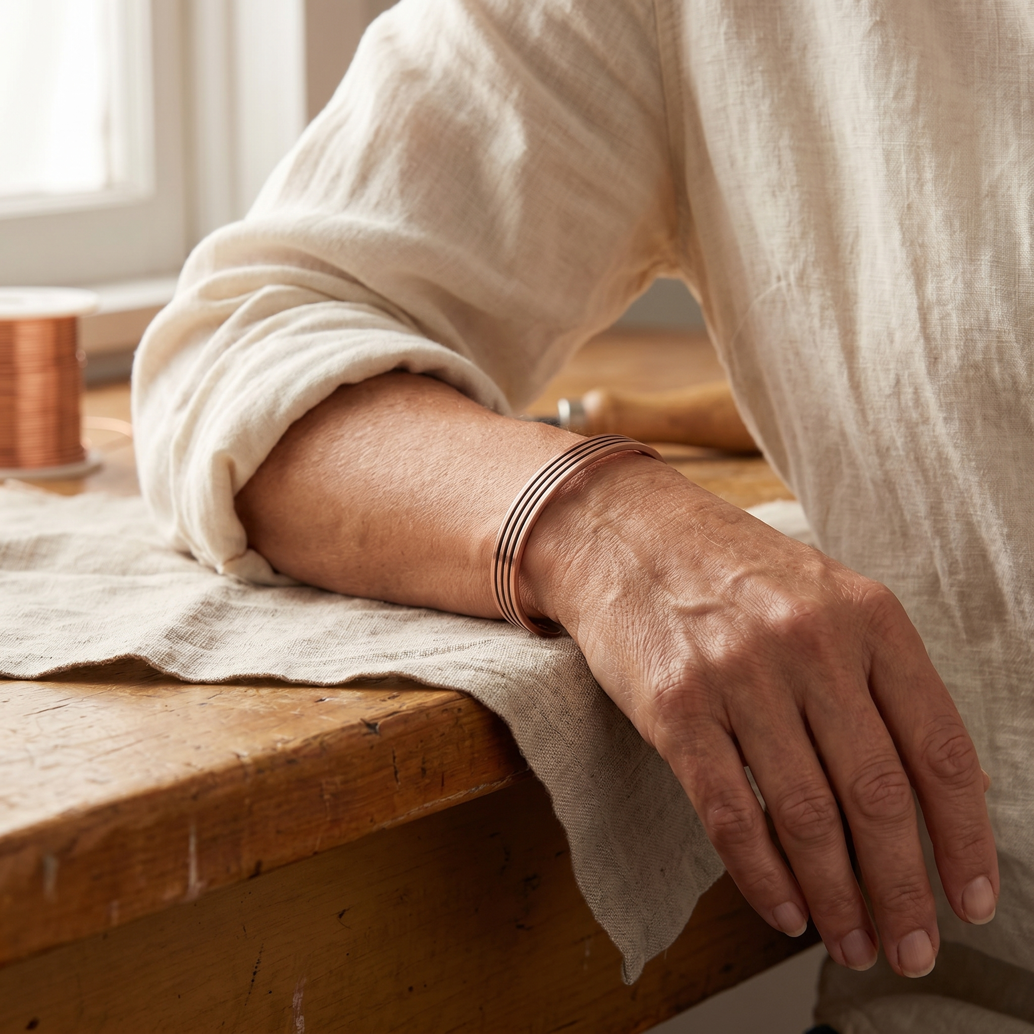 Mary's Sage Copper Bracelet