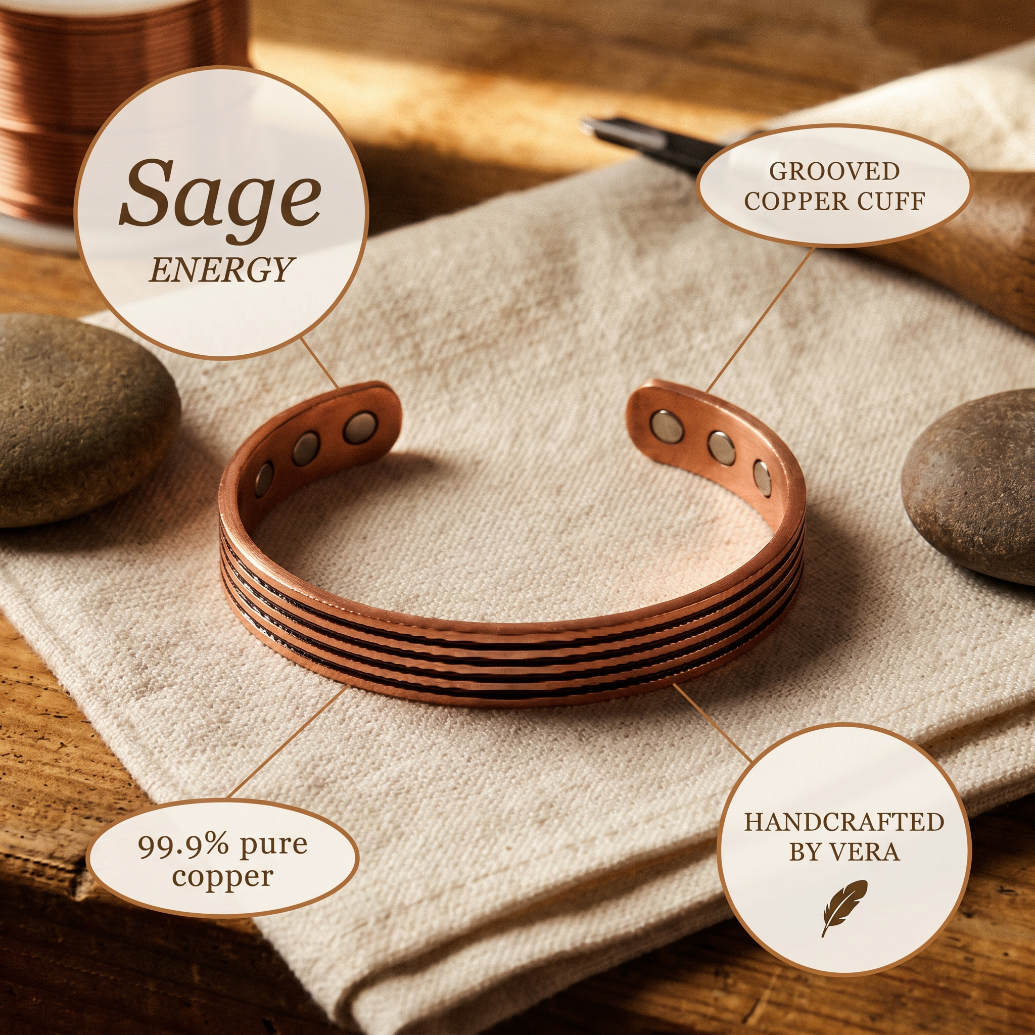 Mary's Sage Copper Bracelet