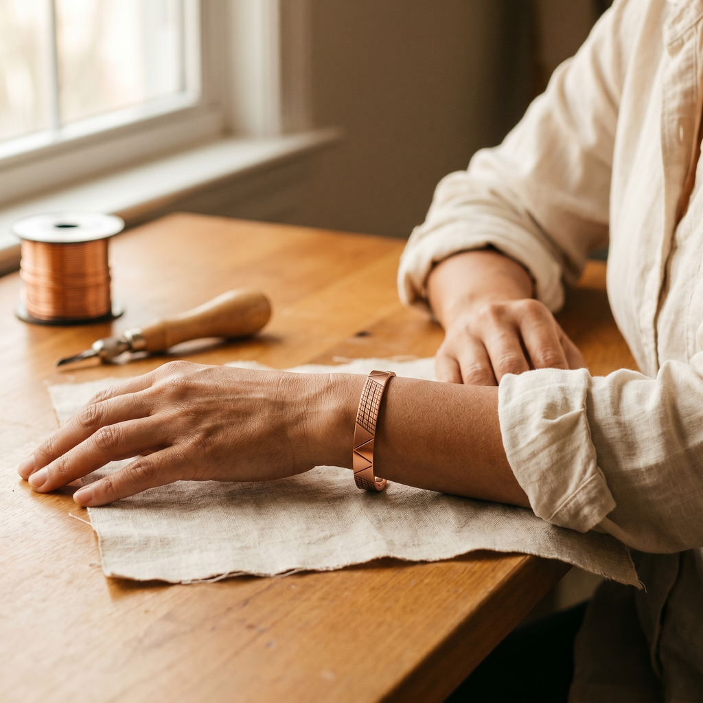 Mary's Crest Copper Bracelet