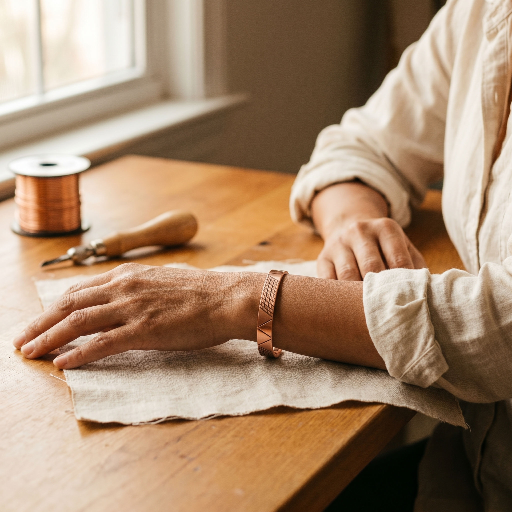 Mary's Crest Copper Bracelet