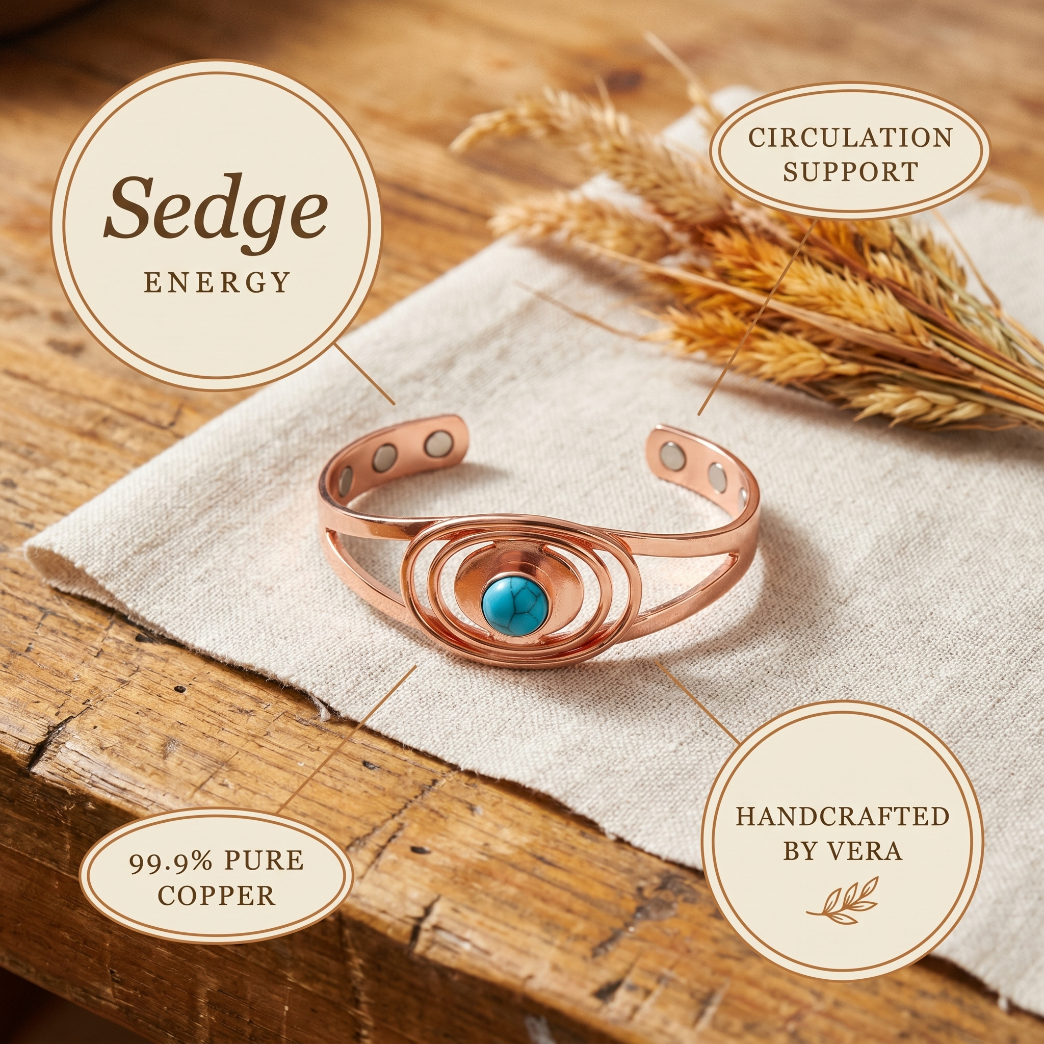Mary's Sedge Copper Bracelet