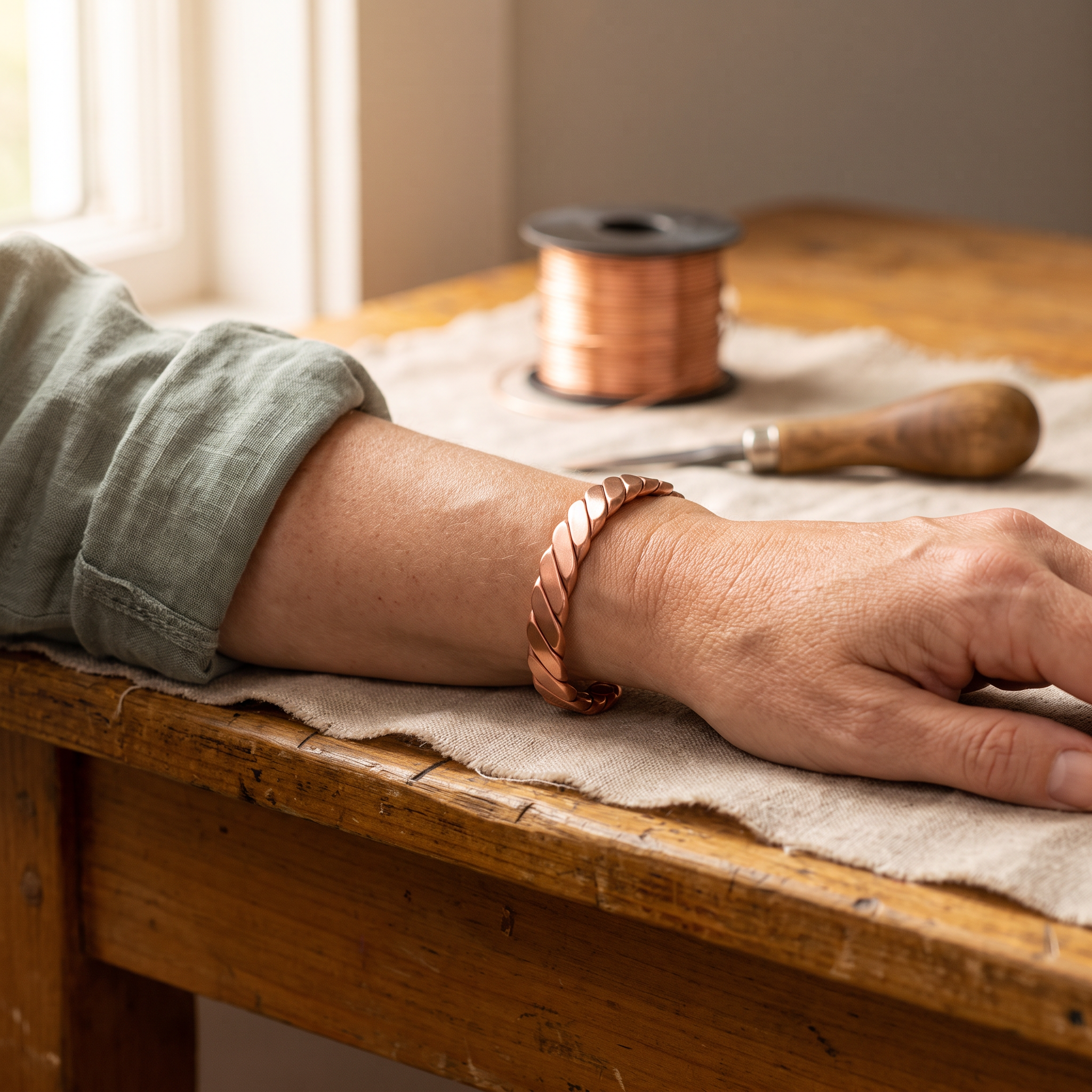 Mary's Moss Copper Bracelet
