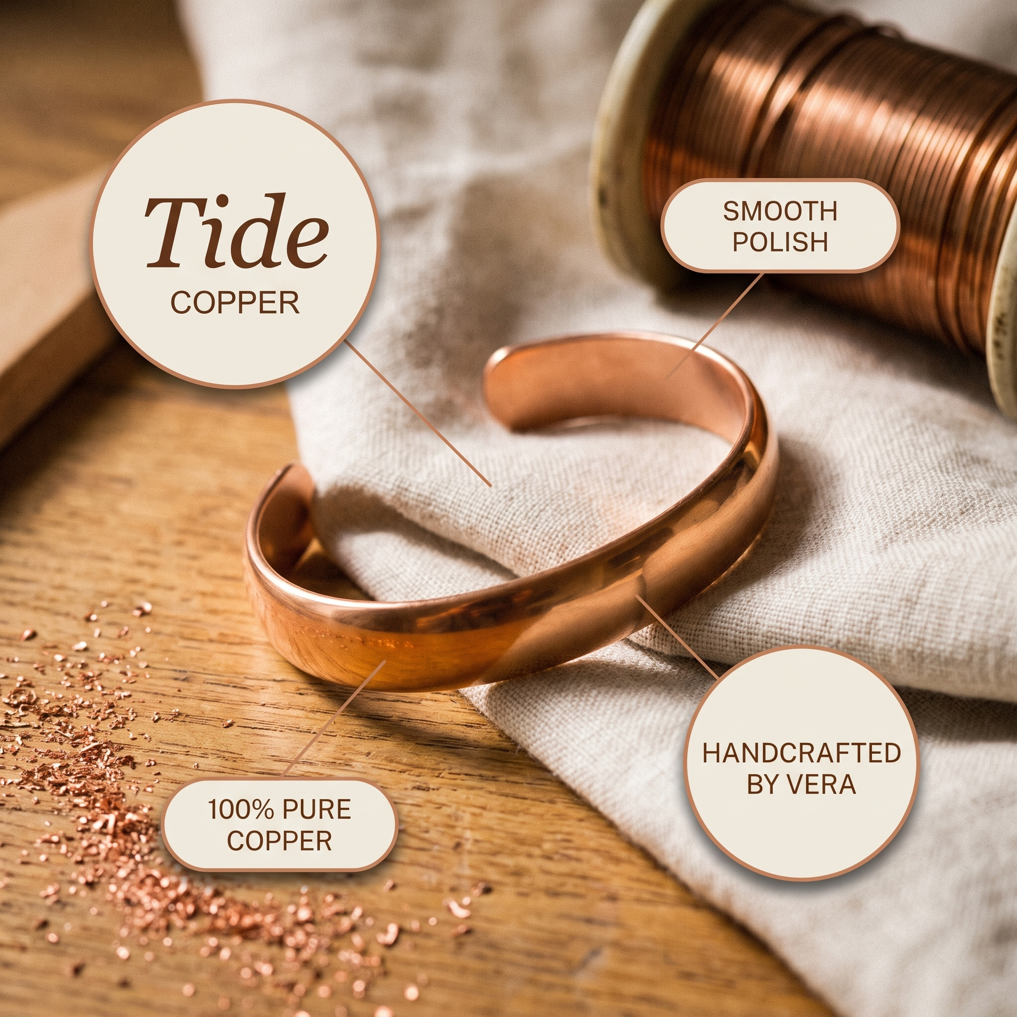 Mary's Tide Copper Bracelet